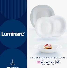 Pusdienu servīze Luminarc Carine white-gray, rūdītais stikls, balta krās./pelēka krās., 18 gab.