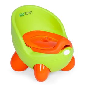 Детский горшок EcoToys PP112, пластик, зеленый цв./oранжевый цв., 28 см x 29 см x 36 см