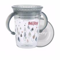 Vaikiškas puodelis Nuby Twin handle 360°, 240 ml, 6+ mėn., plastikas, pilka sp.