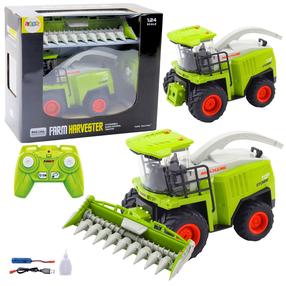 Radiovadāms kombains Lean Toys Farm Harvester, 1:24, balta krās./zaļa krās.