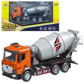 Žaislinis betonvežis Lean Toys Static, 1:50, sidabro sp./oranžinė sp.