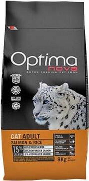 Sausā kaķu barība Optima Nova Cat Adult Salmon & Rice, rīsi/lasis, 8 kg