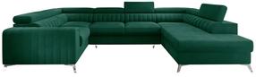 Kampinė sofa Louis Nube 35, tamsiai žalia sp., dešininė, 202 x 347 cm x 92 cm