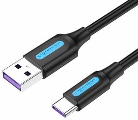 Laidas Vention CORBH, USB Type C/USB Type A, 200 cm, juoda sp.