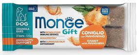 Лакомство для собак Monge Gift Granola Bars Immunity Support Rabbit With Mandarin, крольчатина, 0.12 кг, 2 шт.