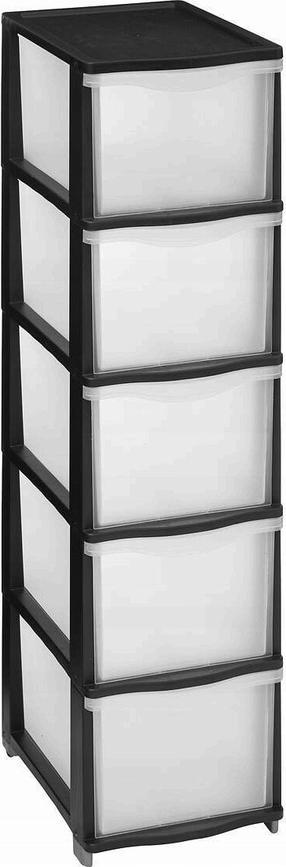Komoda 5five Plas, balta sp./juoda sp., 102.4 cm x 26.8 cm x 37 cm