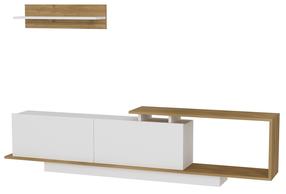 Svetainės baldų komplektas Kalune Design Asos, vidaus, balta sp./riešuto sp.