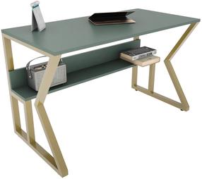 Rašomasis stalas su lentyna Kalune Design Wake 875ZNA4577, 120 cm x 60 cm, 72.8 cm, aukso sp./žalia sp.