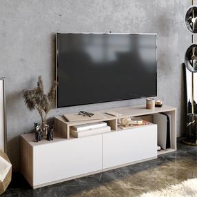 TV galds Kalune Design Nexera Cordoba, balts krās./bēša krās., 149.8 cm x 35.3 cm x 42.9 cm