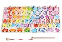 Rūšiavimo žaidimas Iwood Wooden Puzzle Numbers/Shapes/Fishes, EN, įvairių spalvų