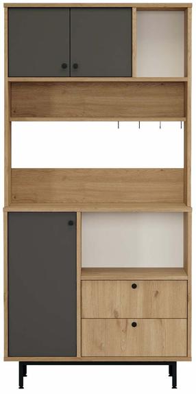 Daugiafunkcinė virtuvės spinta Kalune Design RE4-SA, antracito sp./ąžuolo sp., 35.5 cm x 88 cm x 180 cm