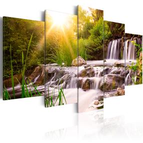 Akrila stikla reprodukcija Artgeist Forest Waterfall, 200 cm x 100 cm