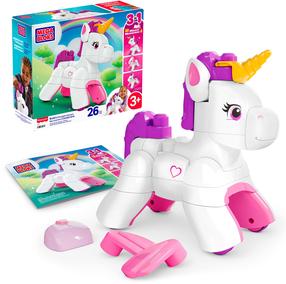 Žaislinių kaladėlių rinkinys Mattel Mega Bloks Build & Enchant Unicorn JKG36, 26 vnt., balta sp.