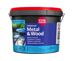 Värv, universaalsed Vivacolor Metal & Wood Semi Gloss, poolläikiv, 2.7 l, valge v.