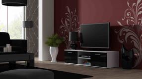 TV staliukas Cama Meble Soho 140, balta sp./juoda sp., 140 cm x 43 cm x 37 cm