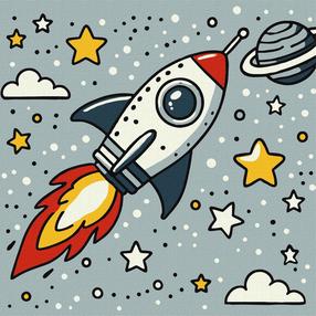 Tapymas pagal skaičius Ideyka Space Rocket, geltona sp./pilka sp.