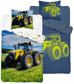 Vaikiškas patalynės užvalkalų komplektas Glow In The Dark Tractor PPE-170, mėlyna sp./geltona sp./žalia sp., 140 x 200 cm