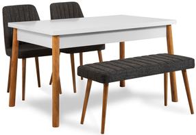 Valgomojo komplektas Kalune Design Costa 1053 - 3 AB, balta sp./pušies sp./antracito sp.