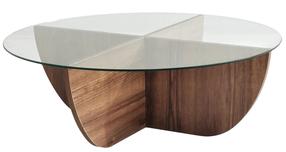 Kavos staliukas Kalune Design Lily, riešuto sp./skaidri sp., 90 cm x 90 cm x 30 cm