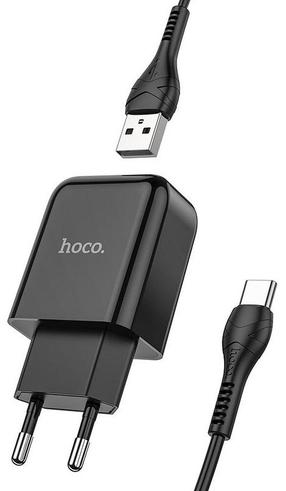 Зарядное устройство для телефона Hoco N2 USB + USB-C cable, USB, черный цв., 10 Вт