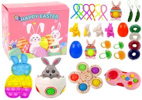 Sensorā rotaļlieta, komplekts Lean Toys Happy Easter, daudzkrāsaina, 29 gab.