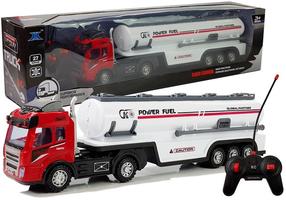 Radiovadāms kravas auto Lean Toys Power Fuel, balta krās./sarkana krās.