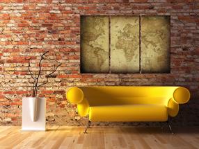 Reprodukcija Artgeist Old Map: Triptych N3285PWD, 60 cm x 40 cm