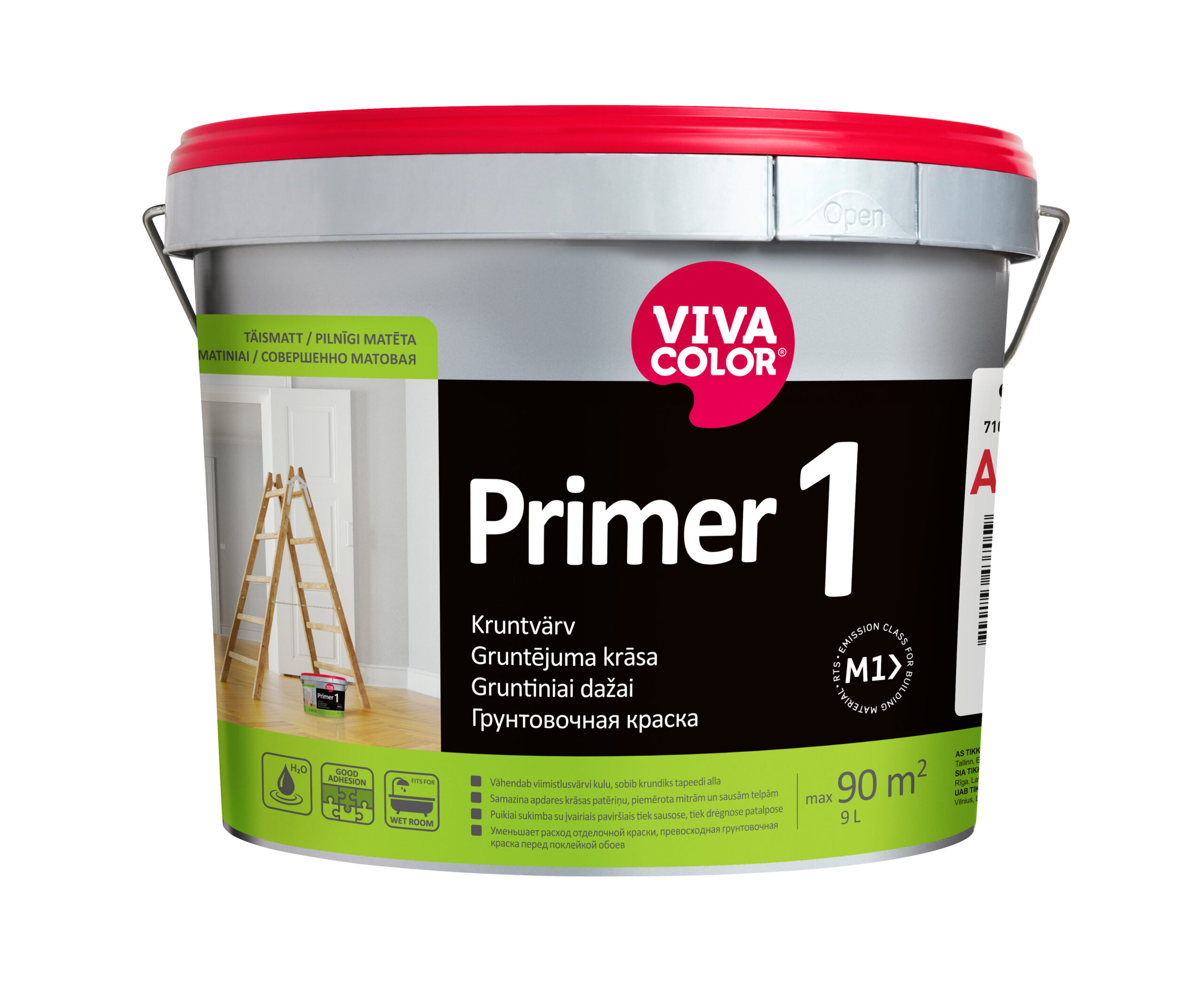 Kruntvärv Vivacolor Primer 1, valge v., 9 l