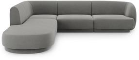 Stūra dīvāns Micadoni Home Miley Velvet 6 Seats, gaiši pelēka krās., kreisais, 252 x 220 cm x 74 cm