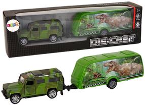  Dinosaurustega mänguautode komplekt Lean Toys Die-Cast 13310, roheline v.
