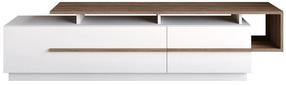 TV staliukas Kalune Design Pia, balta sp./riešuto sp., 180 cm x 38.9 cm x 46.4 cm