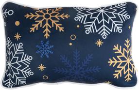 Kalėdinis dekoratyvinės pagalvėlės užvalkalas Snowflakes SWA-153, balta sp./smėlio sp./tamsiai mėlyna sp., 30 cm x 45 cm