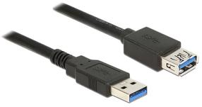 Vads Delock USB / USB USB 3.0 A male, USB 3.0 A female, 3 m, melna krās.