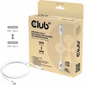 Vads Club 3D CAC-1572, 2 x USB Type C, 120 cm, balta krās., 240 W