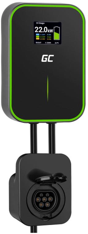 Elektromobilio įkrovimo stotelė Green Cell GC EV, type 2, 0 m, 22 kW, juoda sp.