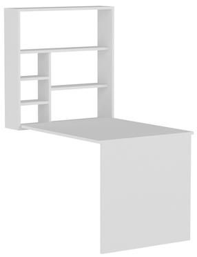 Rašomasis stalas su lentyna Kalune Design Sedir 550ARN1109, 90 cm x 59 cm, 154.2 cm, balta sp.