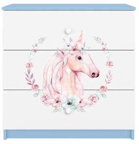 Bērnu kumode Kocot Kids Babydreams Horse, zila krās./balta krās., 41 cm x 80 cm x 80.5 cm