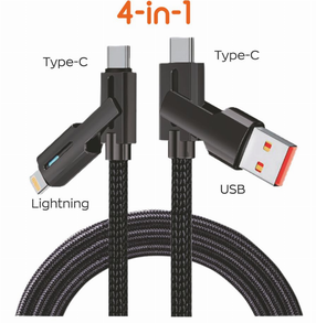 Juhe 51613, Lightning/USB Type A/2 x USB Type C male, 200 cm, must v.