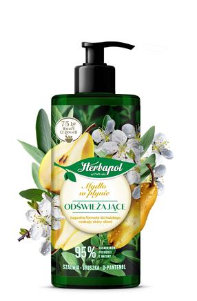 Skystas muilas su glicerinu Herbapol Polana Sage Pear, kriaušė, 390 ml