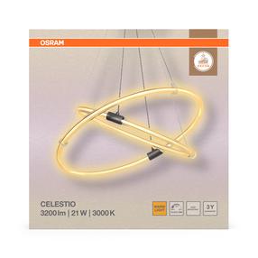Šviestuvas lubų Osram Aura, LED, 3000 °K, 1 x 21 W, skaidri sp. / tamsiai pilka sp.