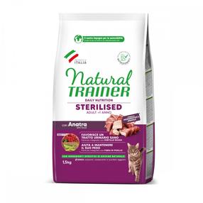 Sausas kačių maistas Natural Trainer Sterilized, antiena, 1.5 kg