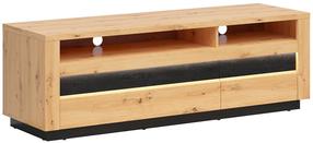 TV staliukas Ostia, ąžuolo sp./juoda sp., 161 cm x 48 cm x 53.5 cm