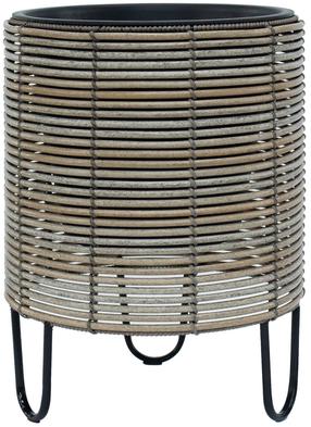 Gėlių vazonas Home4you Wicker, plastikinis/metalas, Ø 36 cm, pilka sp./smėlio sp.