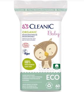 Kosmetiniai vatos diskeliai, kūdikiams Cleanic Baby Eco, 60 vnt.