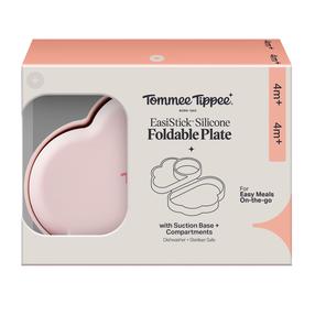 Lėkštutė Tommee Tippee EasiStick Foldable, 4 mėn., silikonas, rožinė sp.