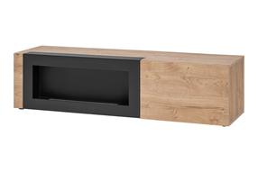 Televizoriaus spintelė ASM Aron, ąžuolo/juoda, 160 cm x 45 cm x 40 cm