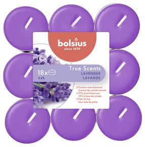 Svece, aromātiskā/tējas sveces Bolsius Lavender, 4 h, 18 gab., violeta krās.