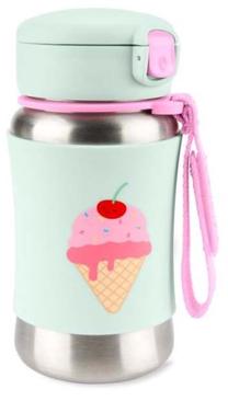 Gertuvė su silikoniniu šiaudeliu Skip Hop Spark Style Ice cream, 350 ml, 1 m., 6.8 cm, nerūdijantysis plienas, žalia sp.