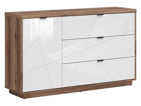 Komoda Forn S471-KOM1D3S-DDC/BIP, ąžuolo sp./balta sp., 93 cm x 42.5 cm x 156 cm