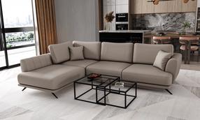Kampinė sofa Larde Savoi 7, pilka sp., kairinė, 191 x 276 cm x 90 cm